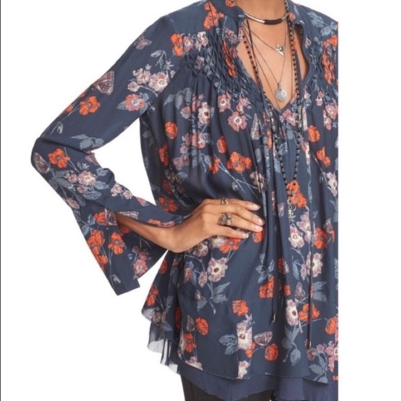 FREE PEOPLE “So Fine” Floral Chiffon Print Tunic Top - Picture 5 of 16